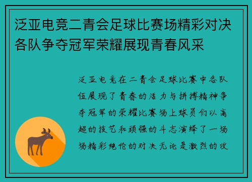 泛亚电竞二青会足球比赛场精彩对决各队争夺冠军荣耀展现青春风采