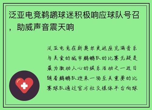 泛亚电竞鹈鹕球迷积极响应球队号召，助威声音震天响